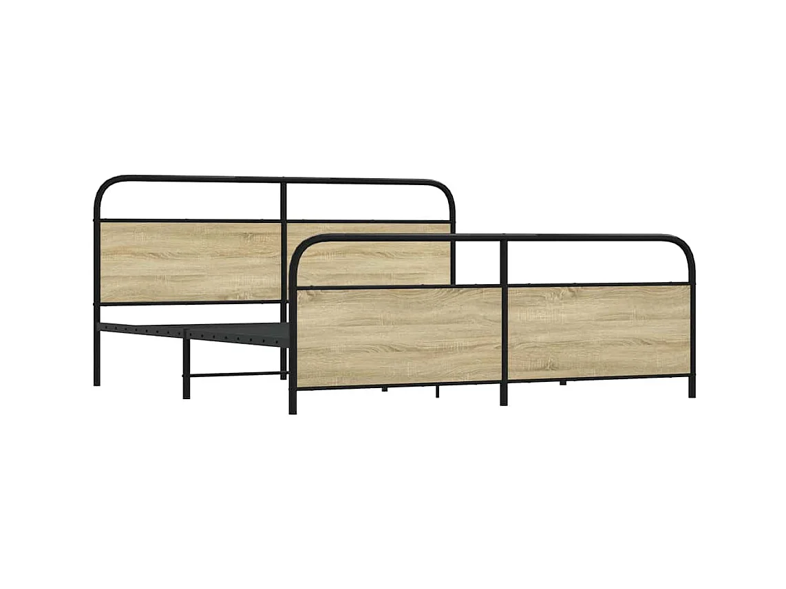 Letto per adulti | Letto matrimoniale | Giroletto senza Materaso in Metallo Rovere Sonoma 193x203 cm