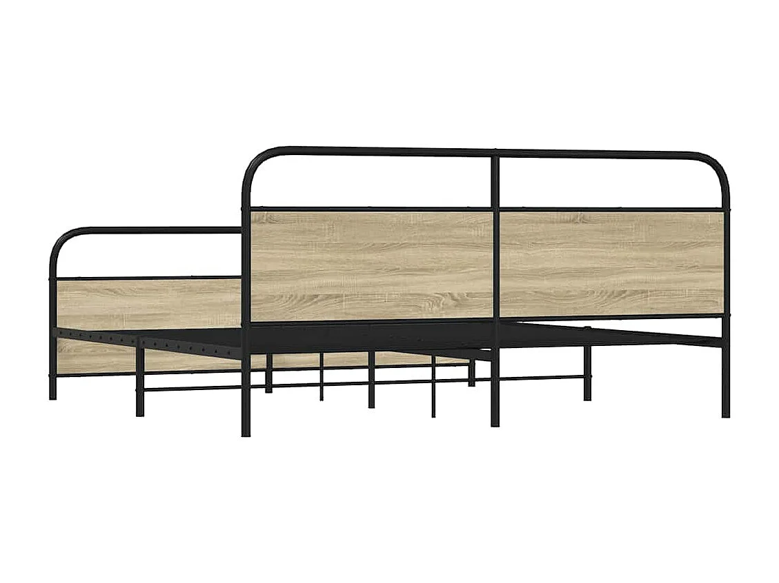 Letto per adulti | Letto matrimoniale | Giroletto senza Materaso in Metallo Rovere Sonoma 193x203 cm
