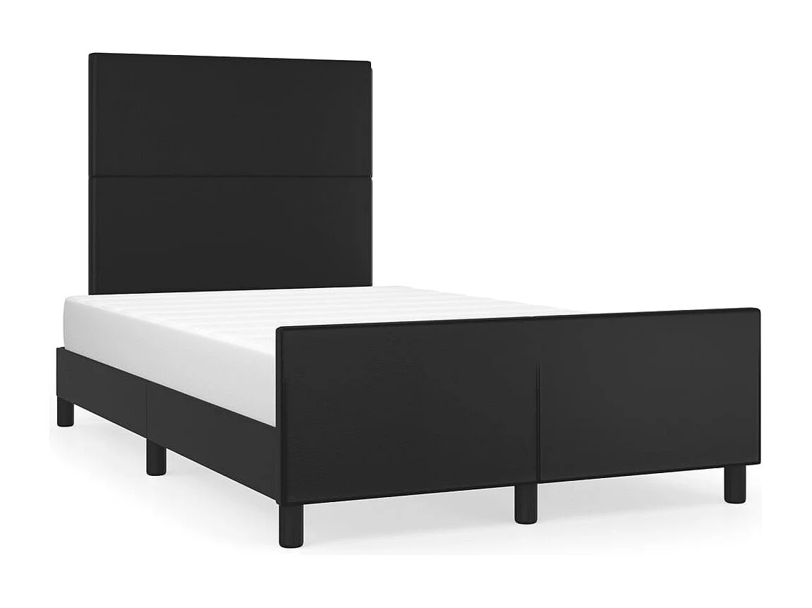 Lit simple | Lit adulte, enfant | Cadre de lit noir 120x190 cm similicuir