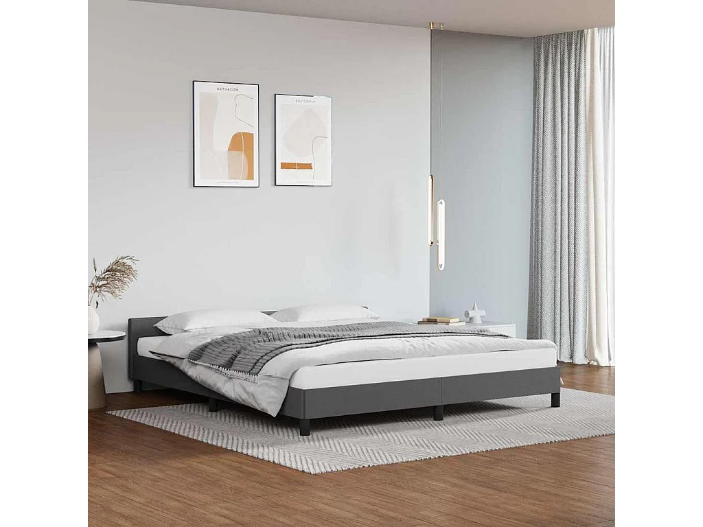 Lit double | Lit adulte | Cadre de lit avec tête de lit gris 160x200 cm