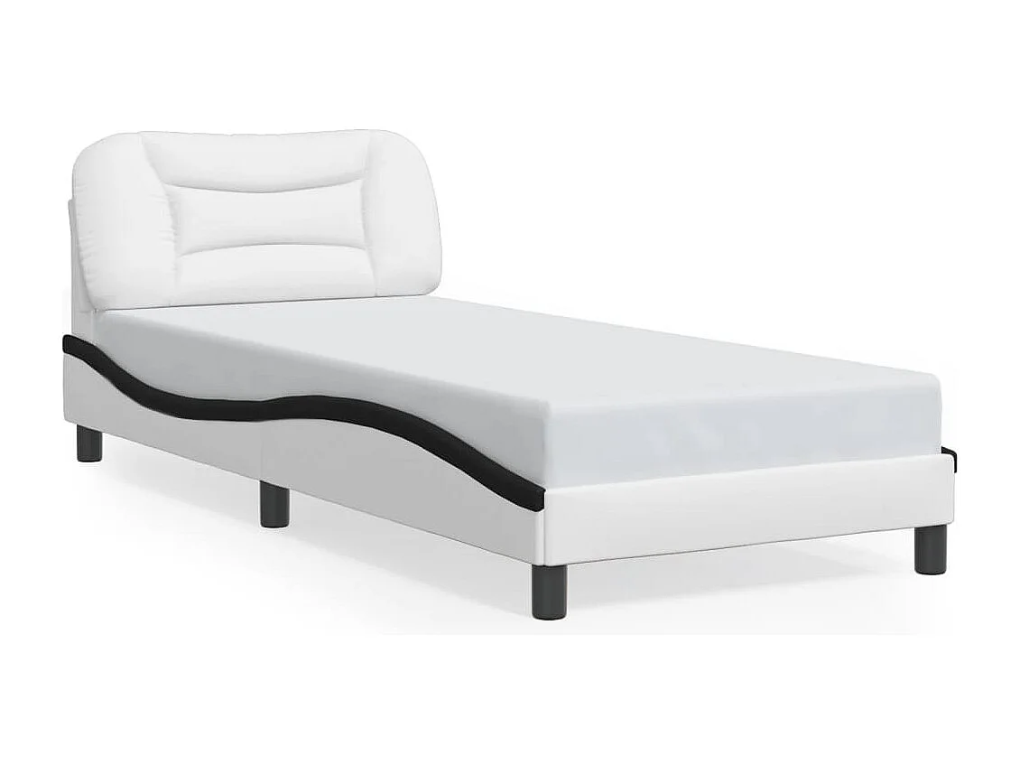 Lit simple | Lit adulte, enfant | Cadre de lit avec LED blanc et noir 90x190 cm