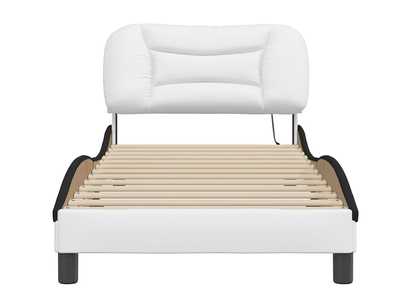 Lit simple | Lit adulte, enfant | Cadre de lit avec LED blanc et noir 90x190 cm