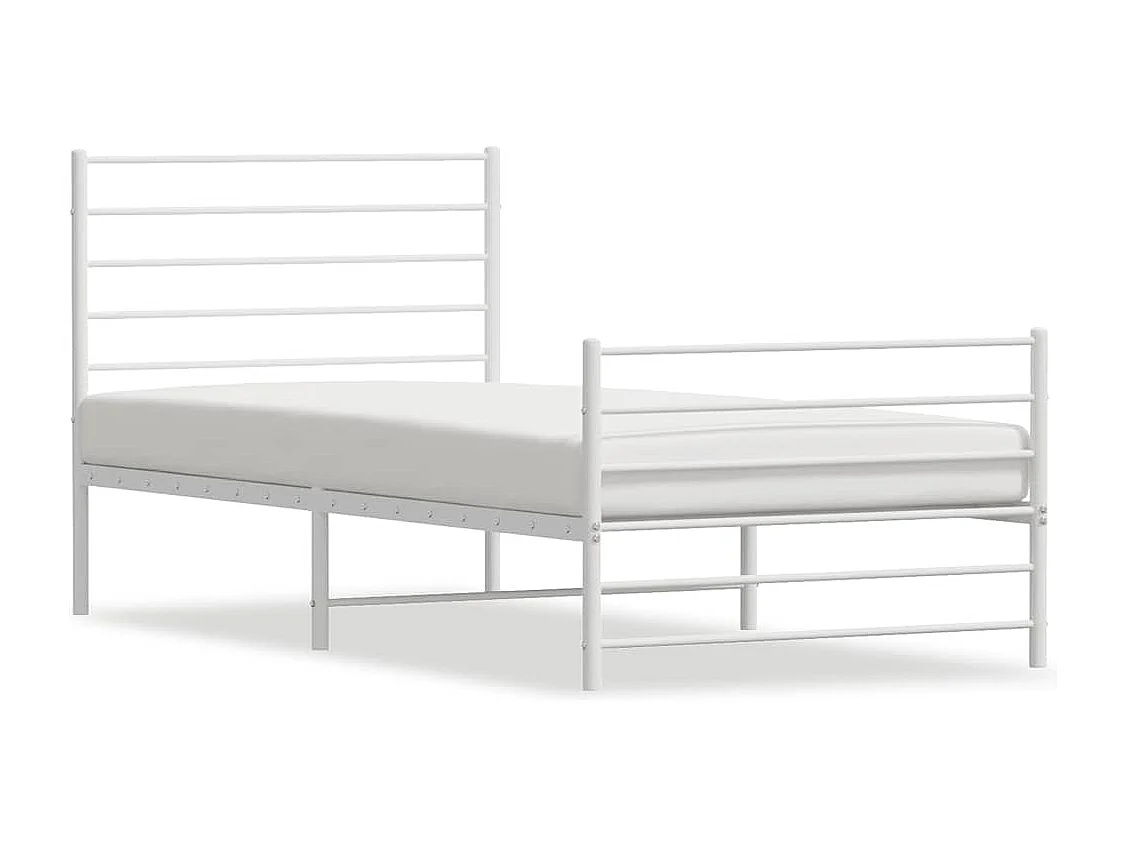 Lit simple | Lit adulte, enfant | Cadre de lit métal et pied de lit blanc 100x190 cm