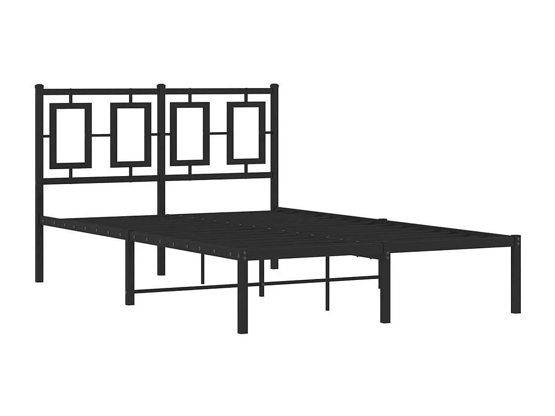 Lit simple | Lit adulte, enfant | Cadre de lit métal avec tête de lit noir 120x200cm