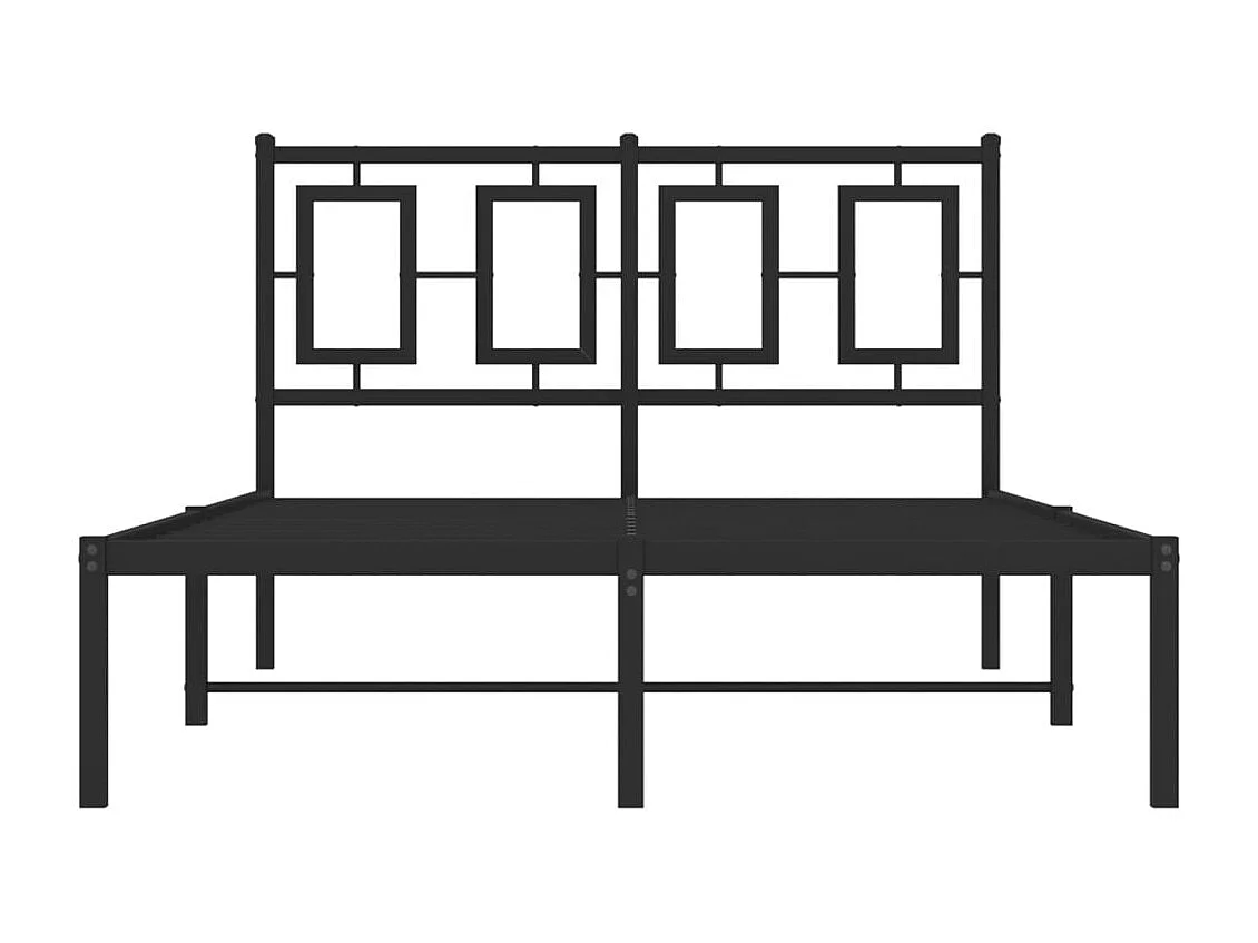 Lit simple | Lit adulte, enfant | Cadre de lit métal avec tête de lit noir 120x200cm