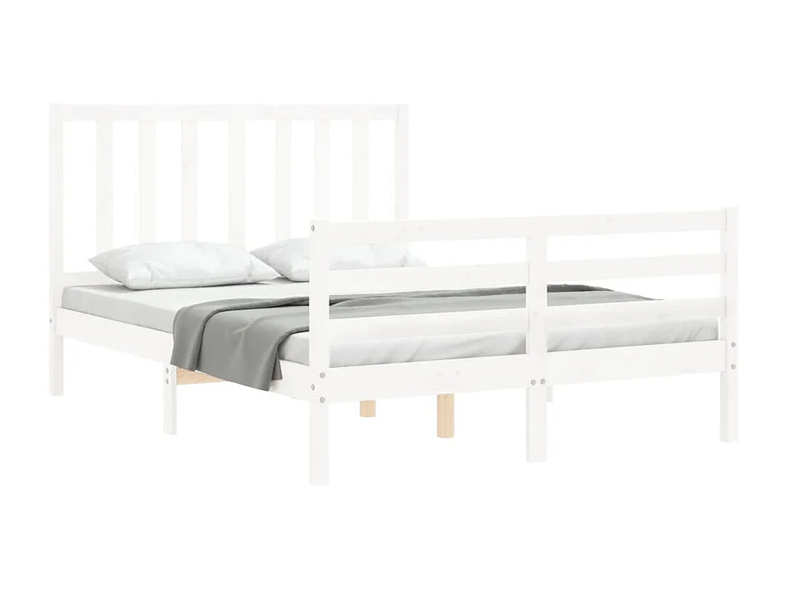 Lit double | Lit adulte | Cadre de lit blanc 140x200 cm bois de pin massif