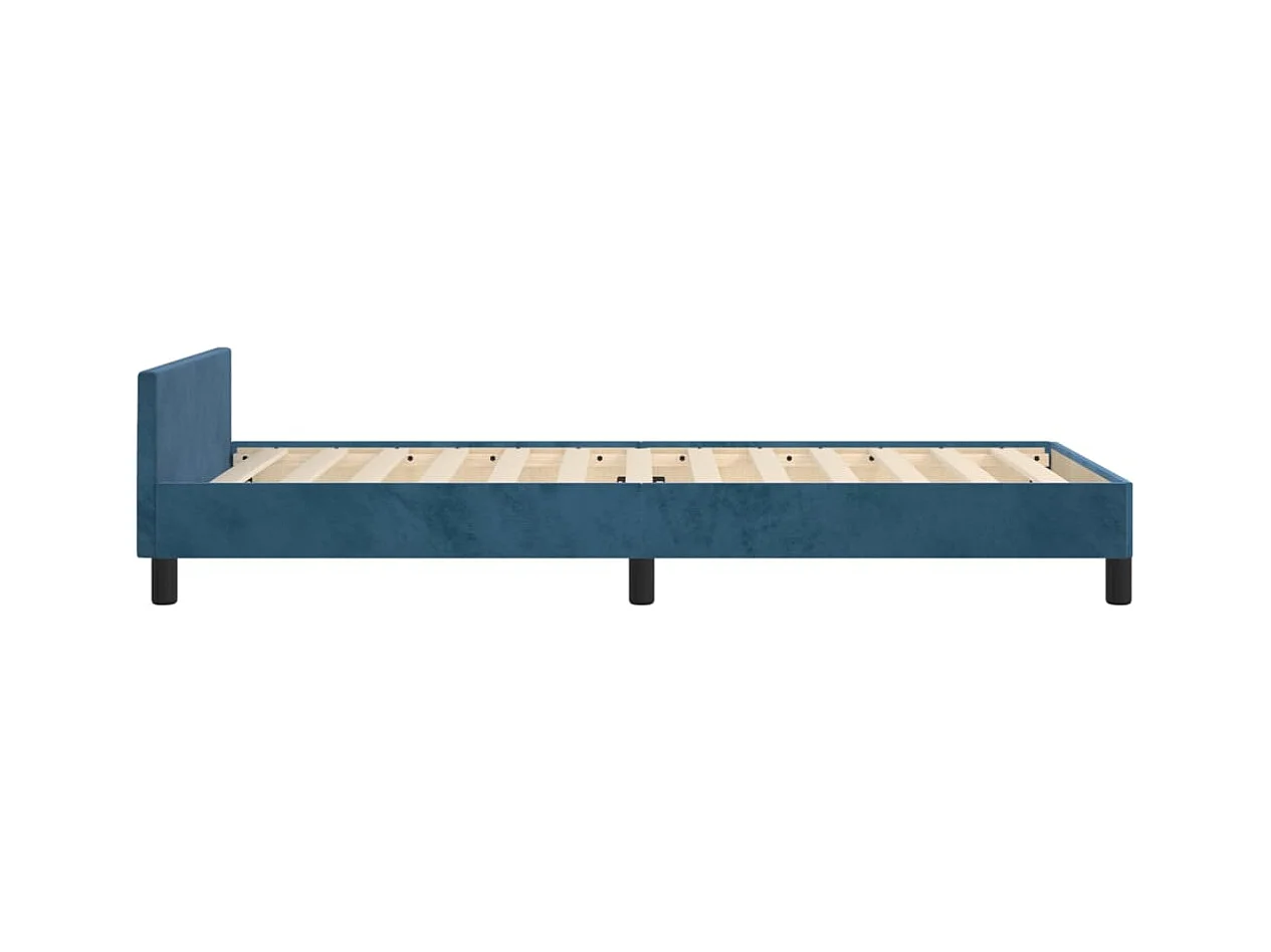 Lit simple | Lit adulte, enfant | Cadre de lit bleu foncé 90x200 cm velours