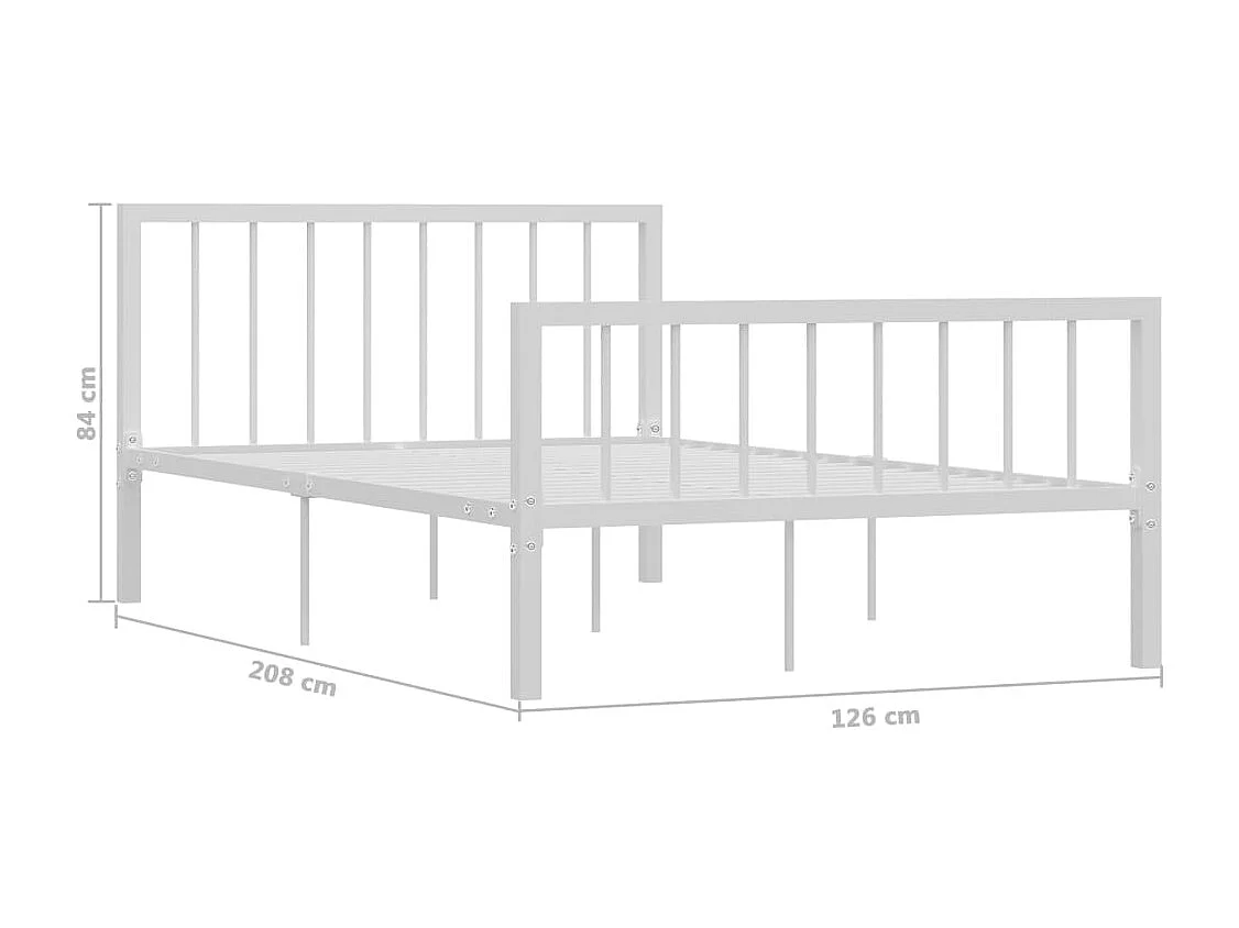 Lit simple | Lit adulte, enfant | Cadre de lit blanc métal 120x200 cm