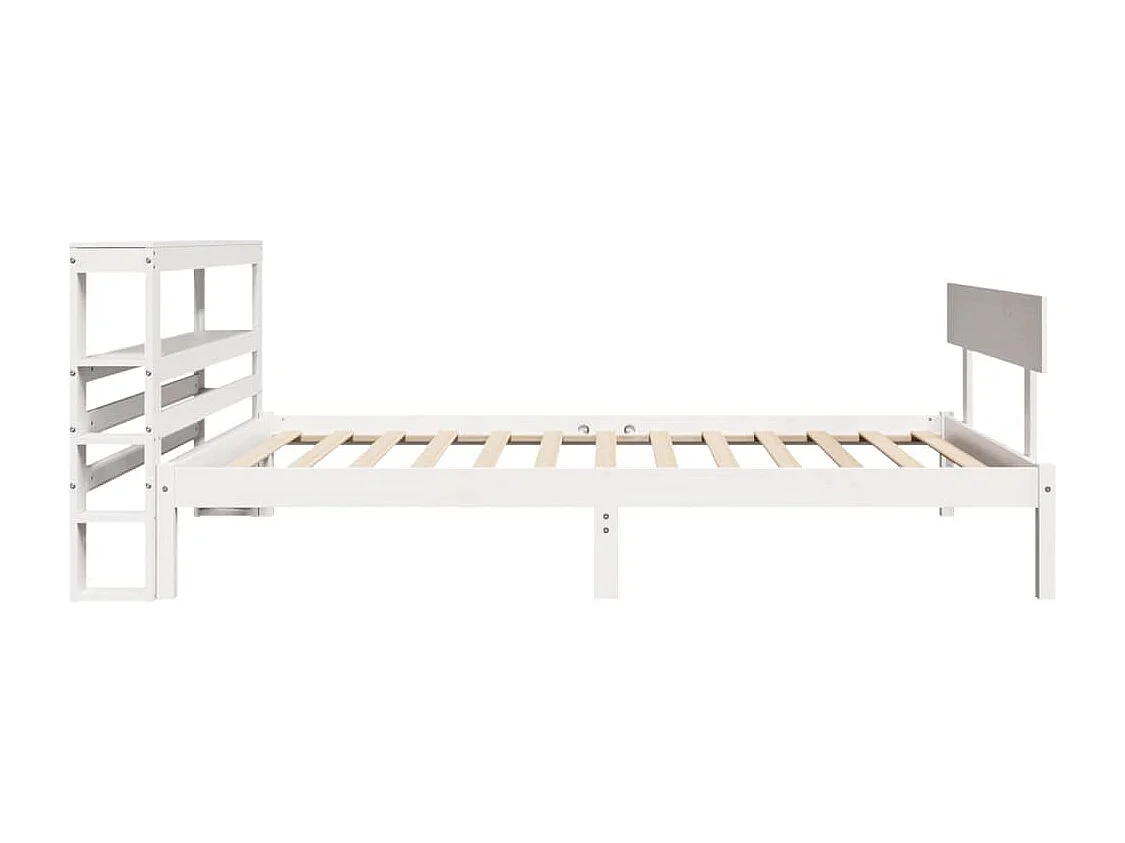 Lit simple | Lit adulte, enfant | Cadre de lit blanc 75x190 cm bois de pin massif