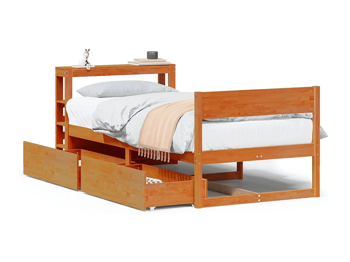 Lit simple | Lit adulte, enfant | Cadre de lit cire marron 100x200cm bois pin massif