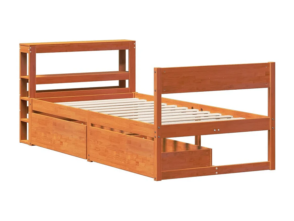 Lit simple | Lit adulte, enfant | Cadre de lit cire marron 100x200cm bois pin massif