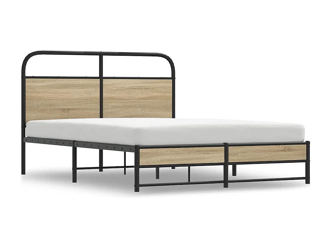 Lit double | Lit adulte | Cadre de lit 135x190 cm chêne fumé bois ingénierie