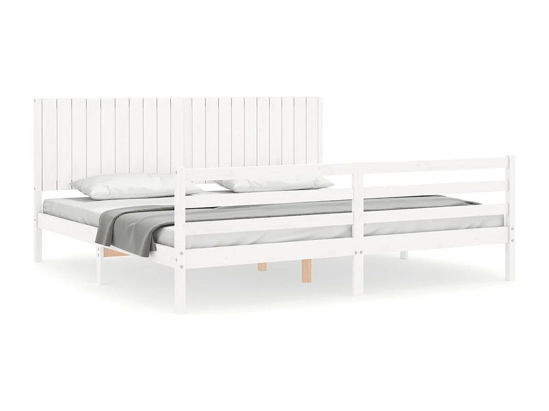 Lit double | Lit adulte | Cadre de lit blanc 200x200 cm bois massif