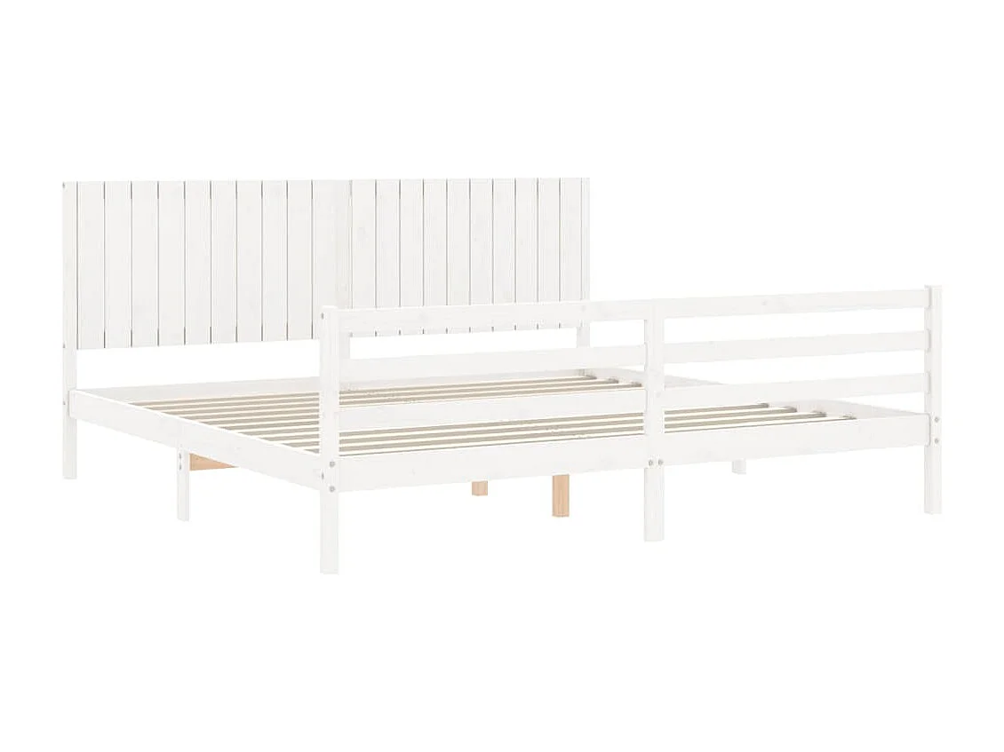 Lit double | Lit adulte | Cadre de lit blanc 200x200 cm bois massif