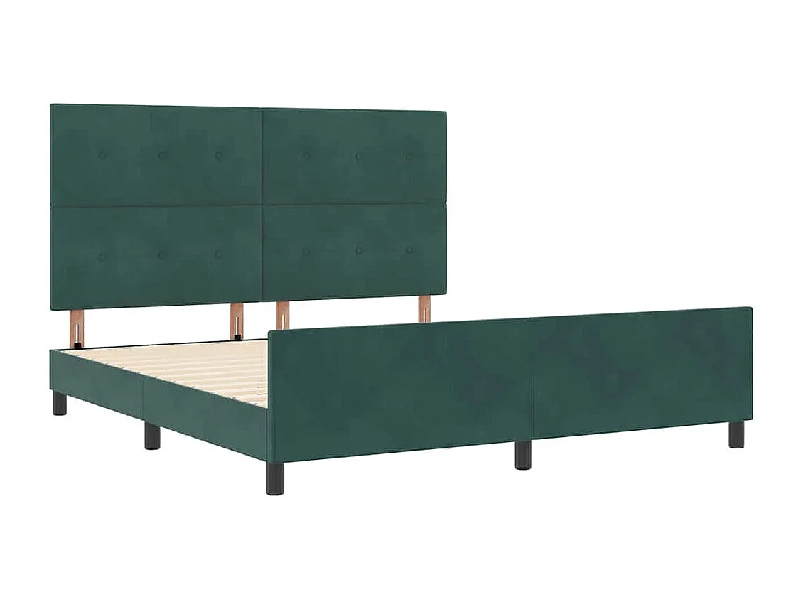 Lit double | Lit adulte | Cadre de lit avec tête de lit Vert foncé 180x200 cm Velours
