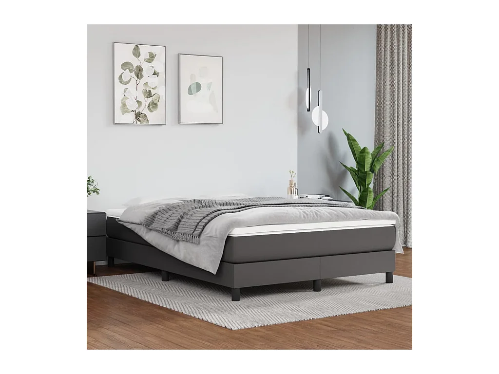Lit double | Lit adulte | Cadre de lit gris 140x190 cm similicuir