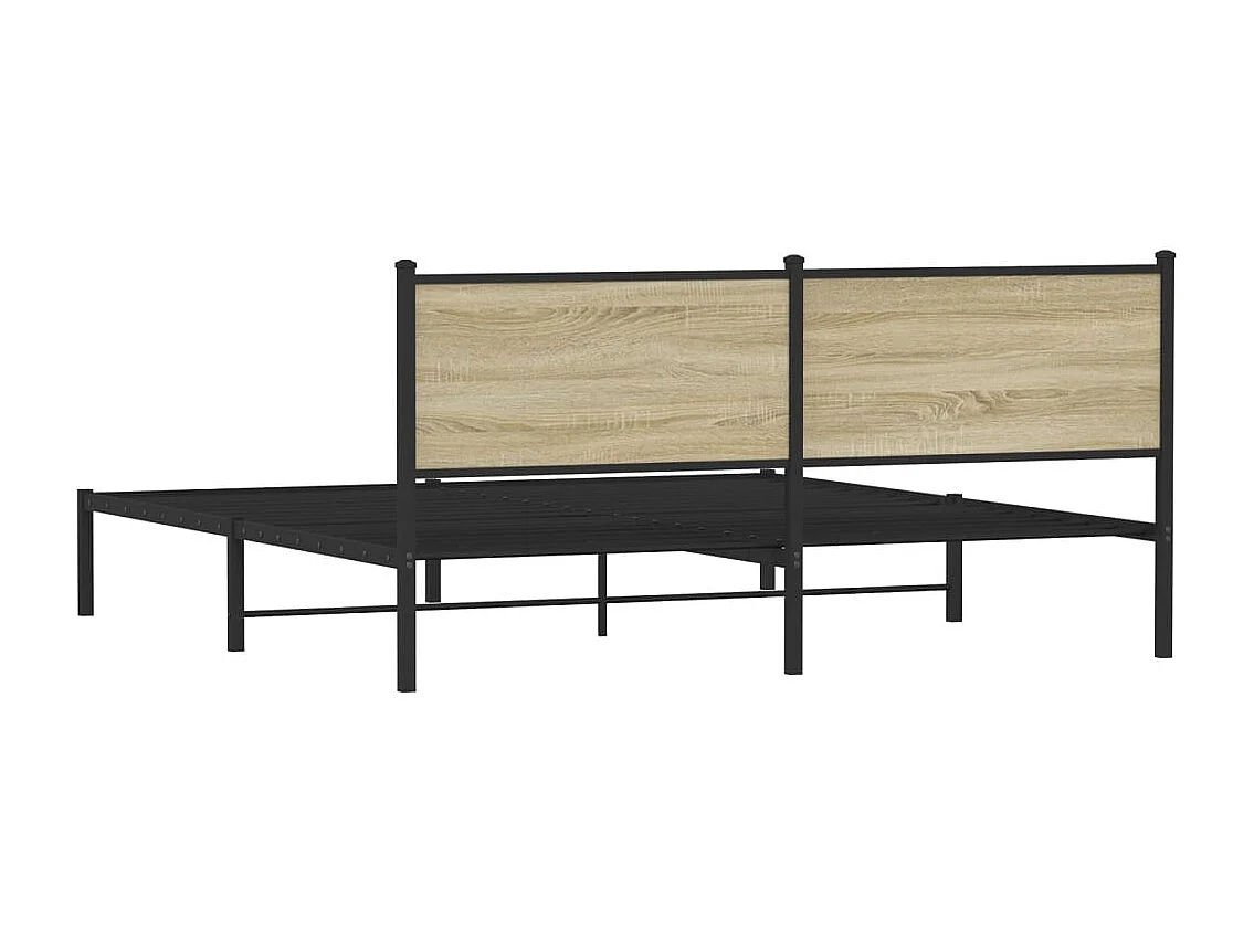 Lit double | Lit adulte | Cadre de lit en métal chêne sonoma 160x200 cm