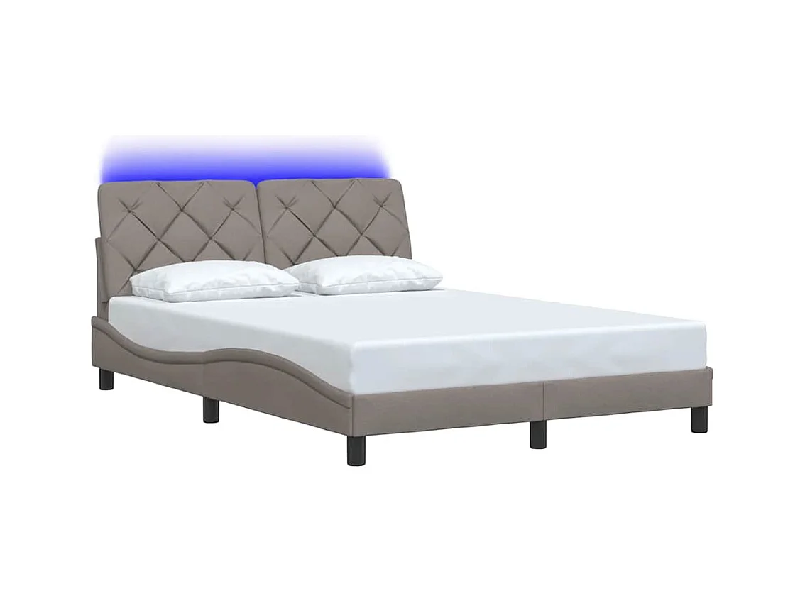 Letto per adulti | Letto matrimoniale | Giroletto con LED senza Materasso Tortora 140x190 cm in Tessuto