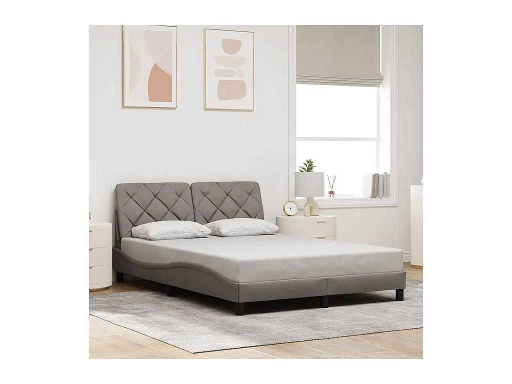 Letto per adulti | Letto matrimoniale | Giroletto con LED senza Materasso Tortora 140x190 cm in Tessuto