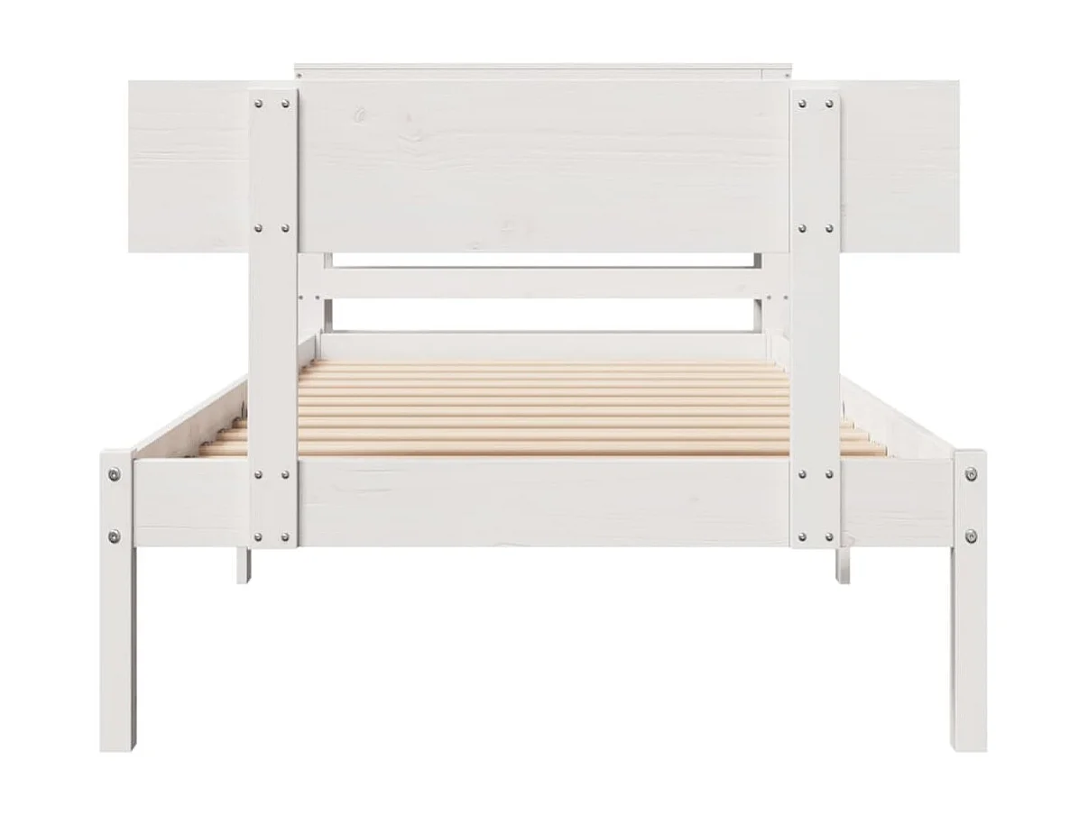 Lit simple | Lit adulte, enfant | Cadre de lit blanc 90x190 cm bois de pin massif