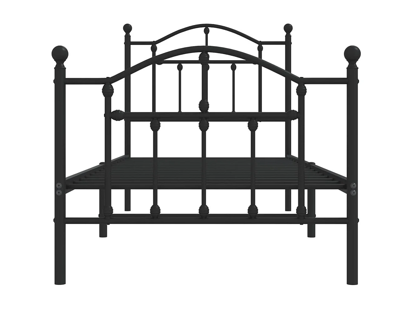 Lit simple | Lit adulte, enfant | Cadre de lit métal avec pied de lit noir 90x200 cm