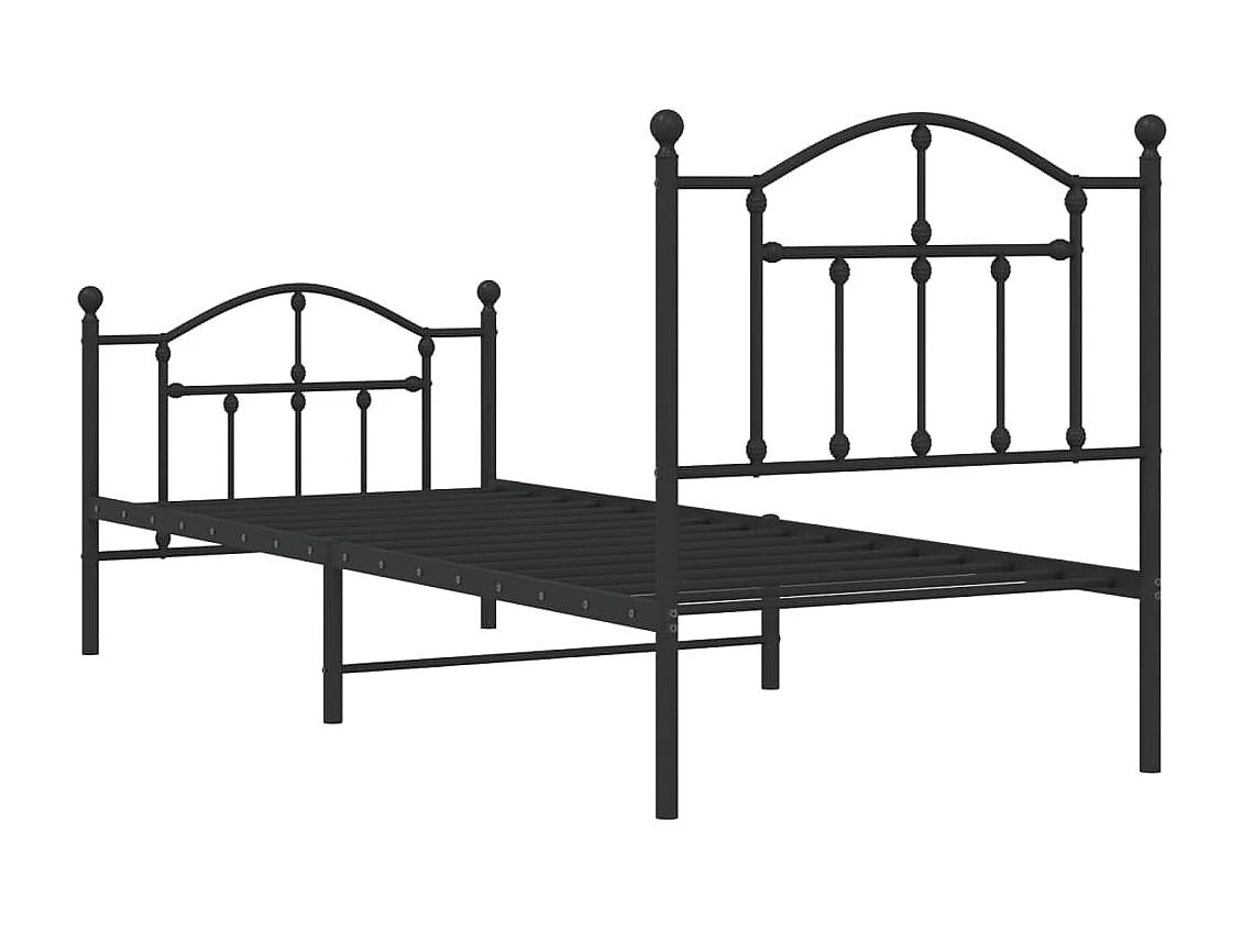 Lit simple | Lit adulte, enfant | Cadre de lit métal avec pied de lit noir 90x200 cm