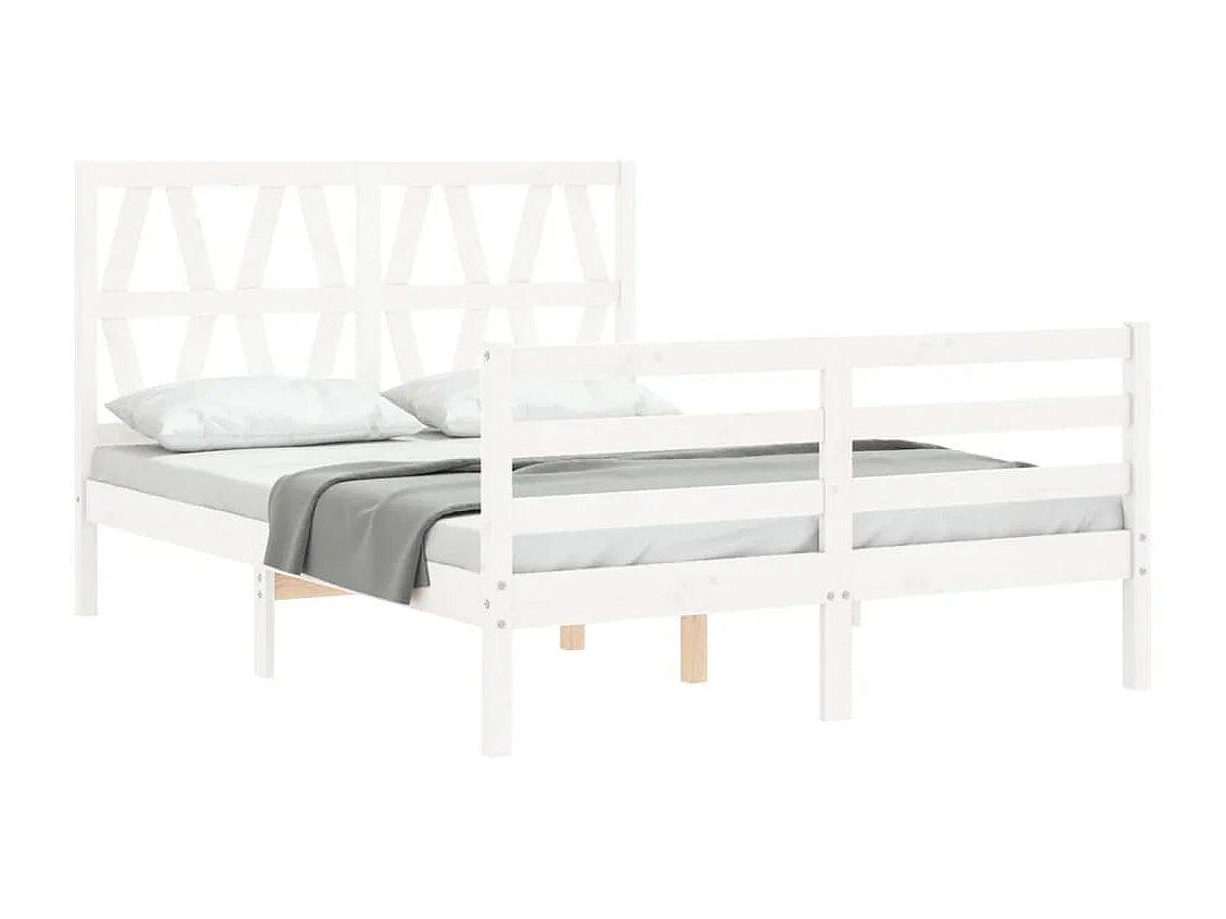 Lit simple | Lit adulte, enfant | Cadre de lit blanc 120x200 cm bois massif