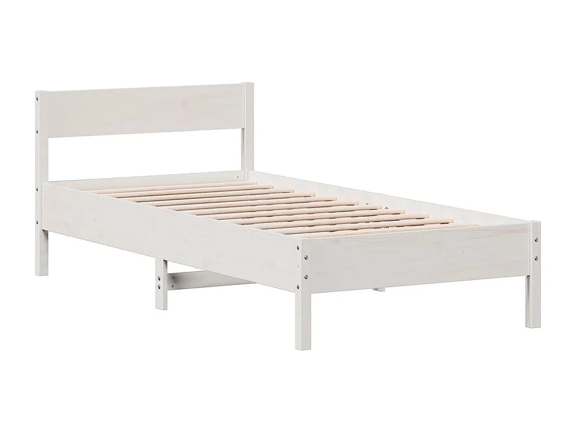 Lit simple | Lit adulte, enfant | Cadre de lit blanc 75x190 cm bois de pin massif
