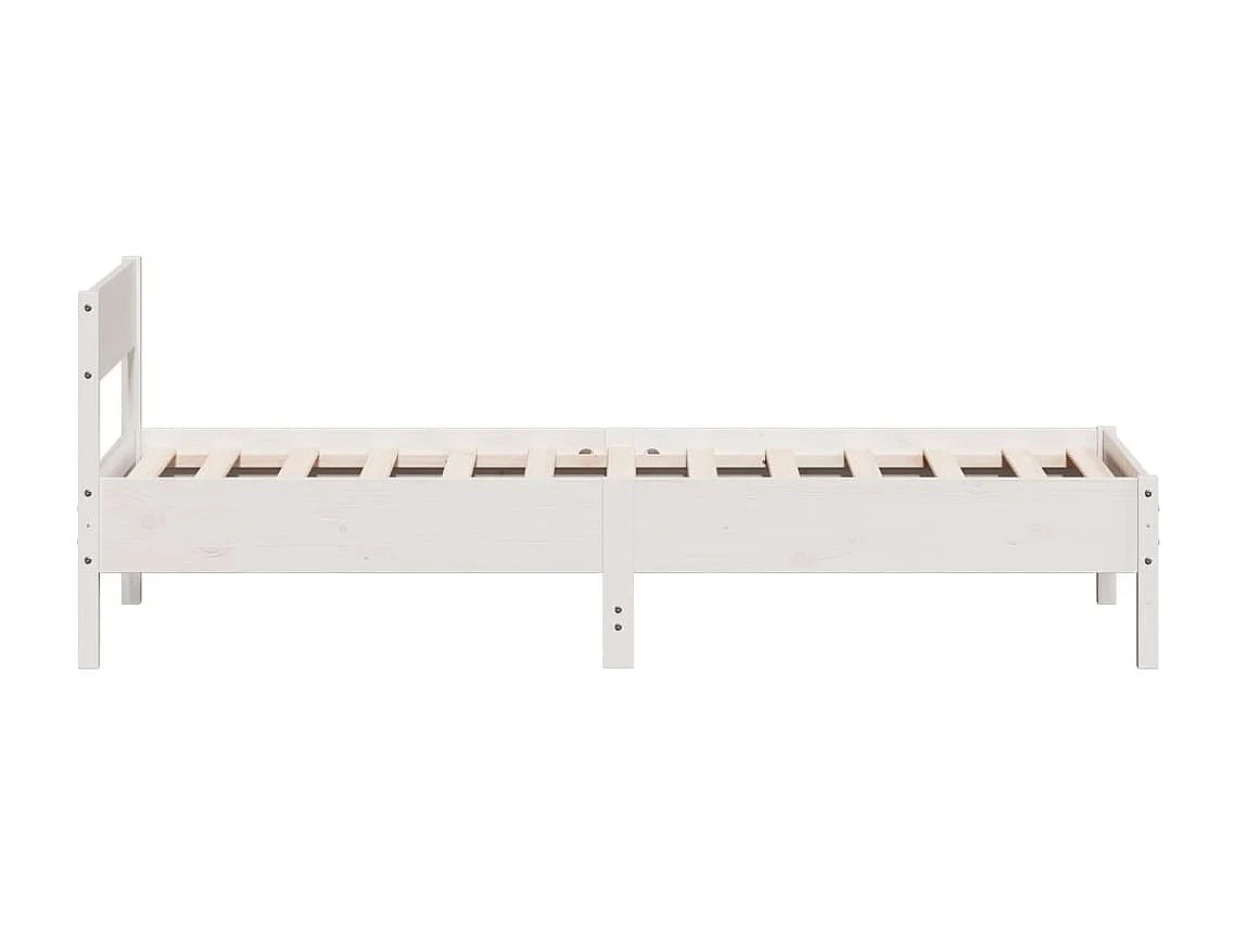 Lit simple | Lit adulte, enfant | Cadre de lit blanc 75x190 cm bois de pin massif