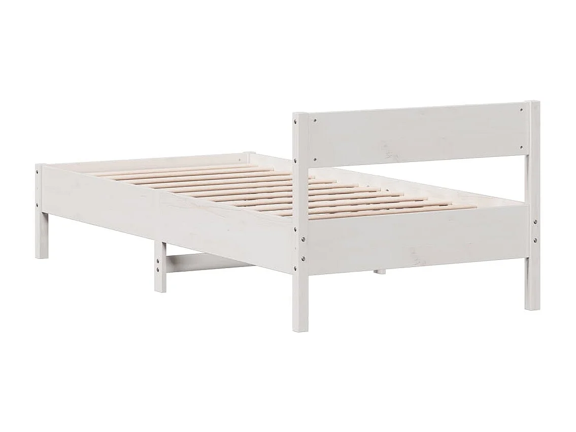 Lit simple | Lit adulte, enfant | Cadre de lit blanc 75x190 cm bois de pin massif