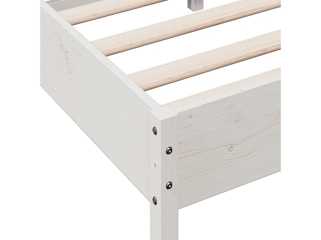 Lit simple | Lit adulte, enfant | Cadre de lit blanc 75x190 cm bois de pin massif