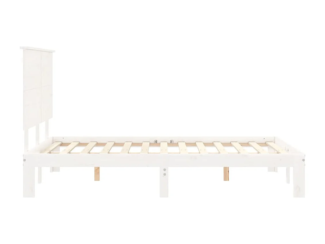 Lit double | Lit adulte | Cadre de lit blanc 140x200 cm bois de pin massif