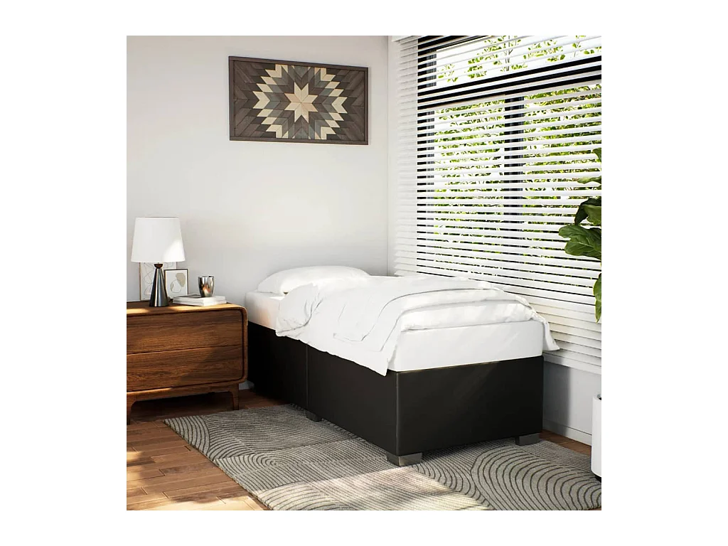 Letto per adulti | Letto singolo | Giroletto Nero 90x190 cm in Similpelle