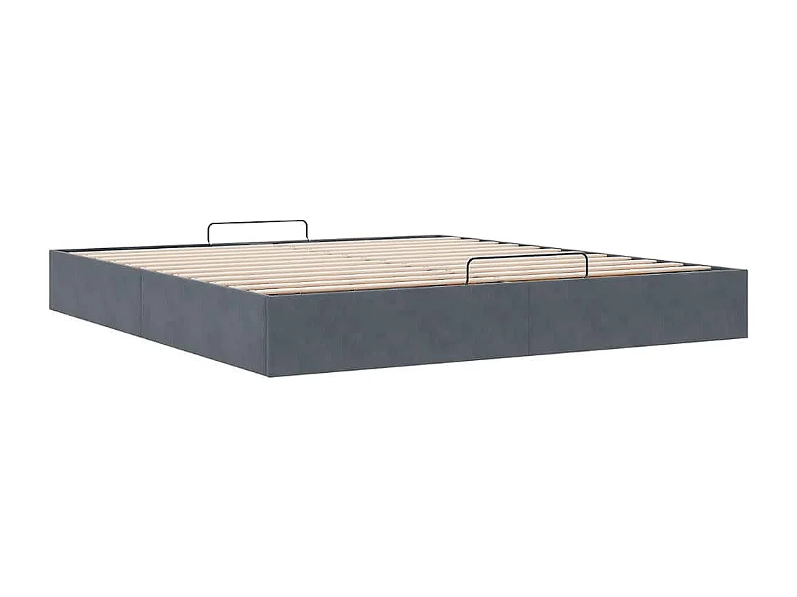 Lit double | Lit adulte | Cadre de lit ottoman gris foncé 200x200 cm velours