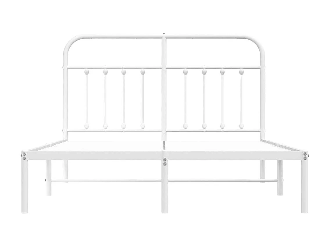 Lit double | Lit adulte | Cadre de lit métal et tête de lit blanc 150x200 cm