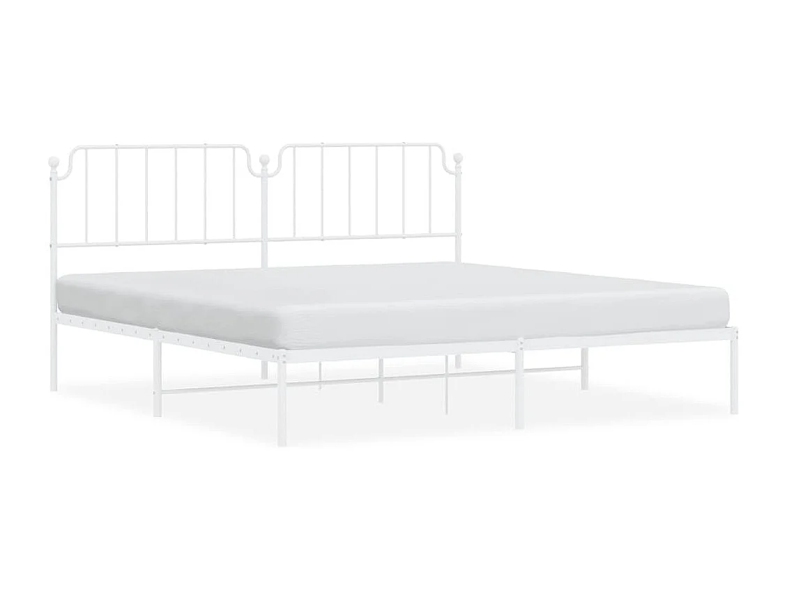 Lit double | Lit adulte | Cadre de lit métal et tête de lit blanc 200x200 cm
