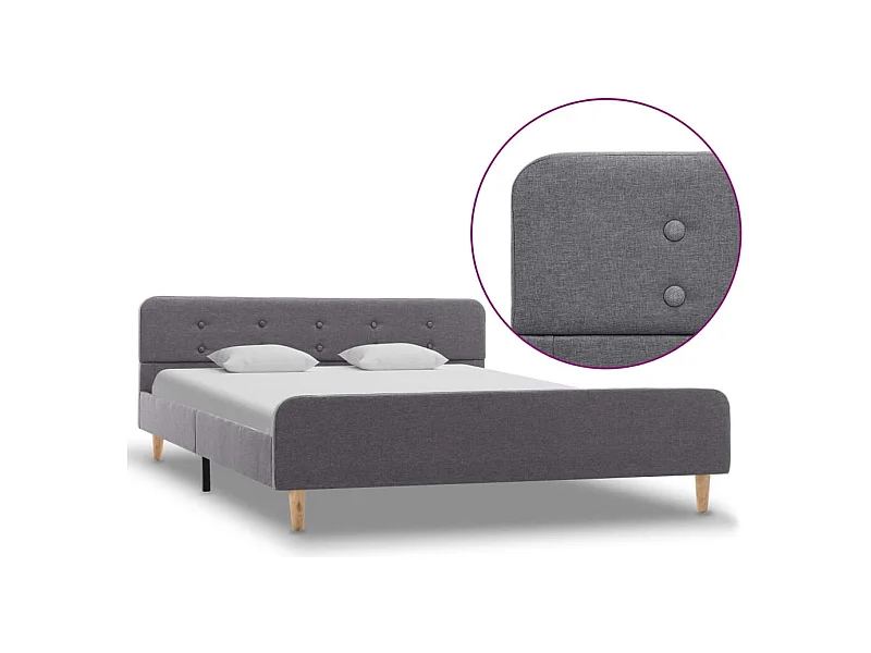 Letto per adulti | Letto matrimoniale | Giroletto Grigio Chiaro in Tessuto 140x200 cm