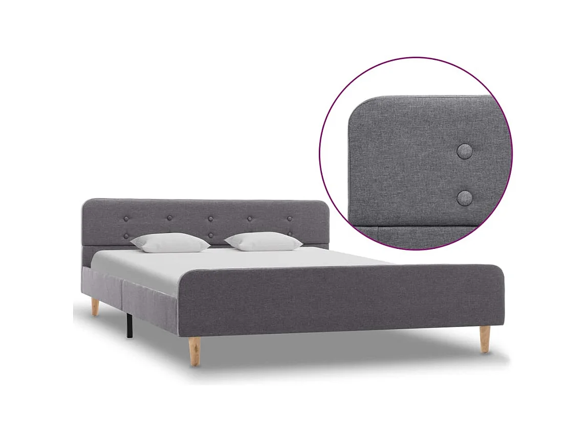 Letto per adulti | Letto matrimoniale | Giroletto Grigio Chiaro in Tessuto 140x200 cm