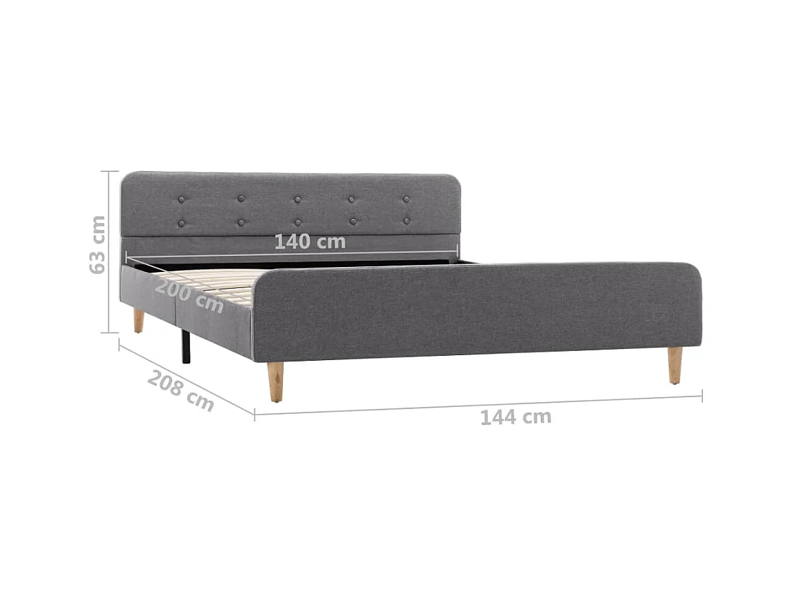 Letto per adulti | Letto matrimoniale | Giroletto Grigio Chiaro in Tessuto 140x200 cm