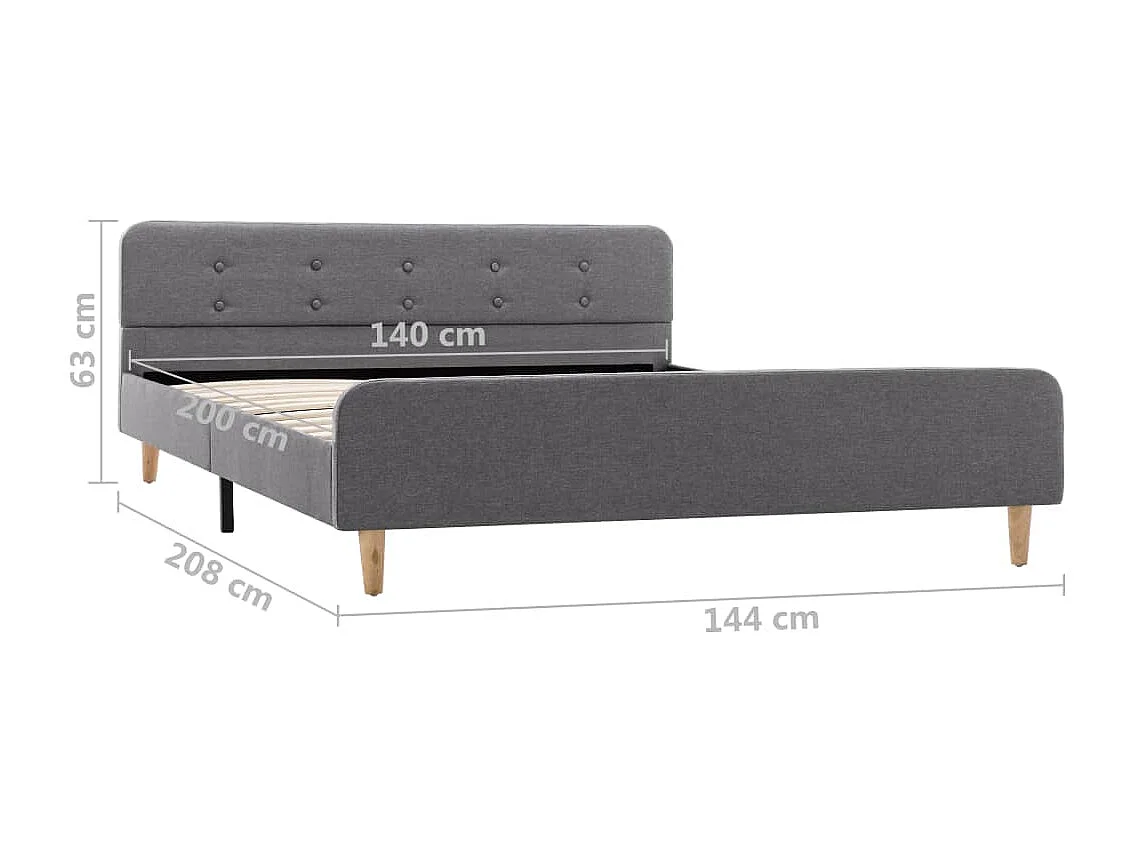 Letto per adulti | Letto matrimoniale | Giroletto Grigio Chiaro in Tessuto 140x200 cm