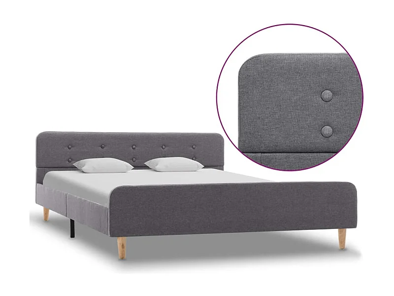 Letto per adulti | Letto matrimoniale | Giroletto Grigio Chiaro in Tessuto 140x200 cm