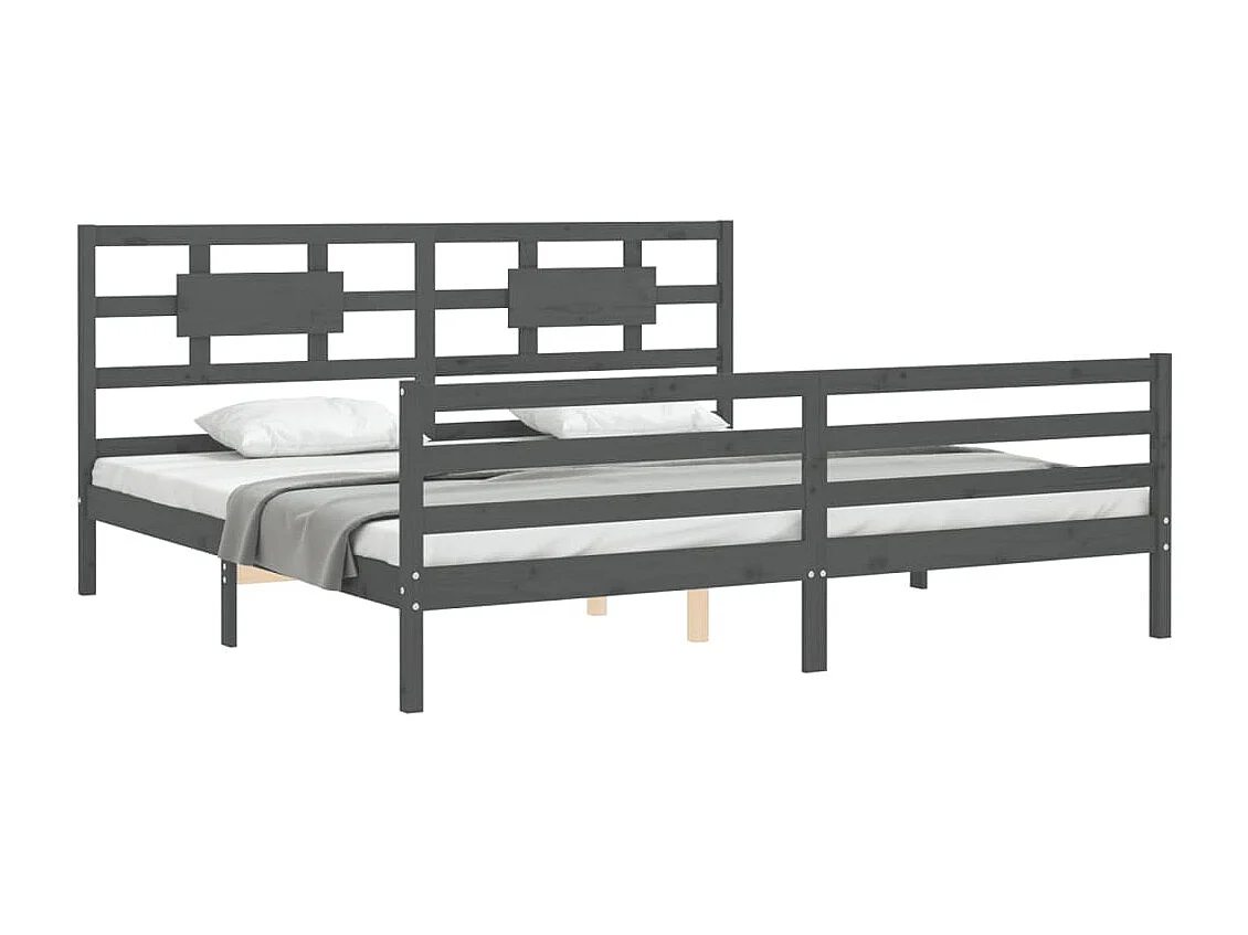 Lit double | Lit adulte | Cadre de lit gris 200x200 cm bois massif