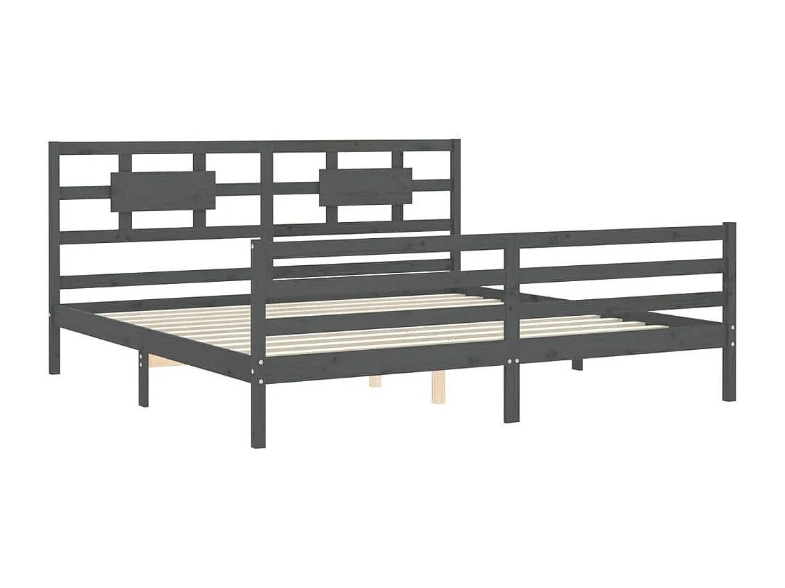 Lit double | Lit adulte | Cadre de lit gris 200x200 cm bois massif