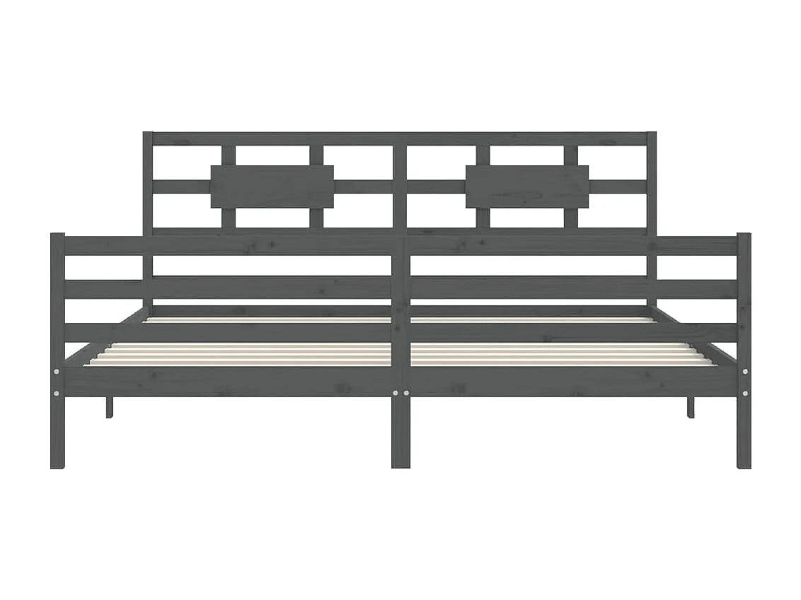Lit double | Lit adulte | Cadre de lit gris 200x200 cm bois massif