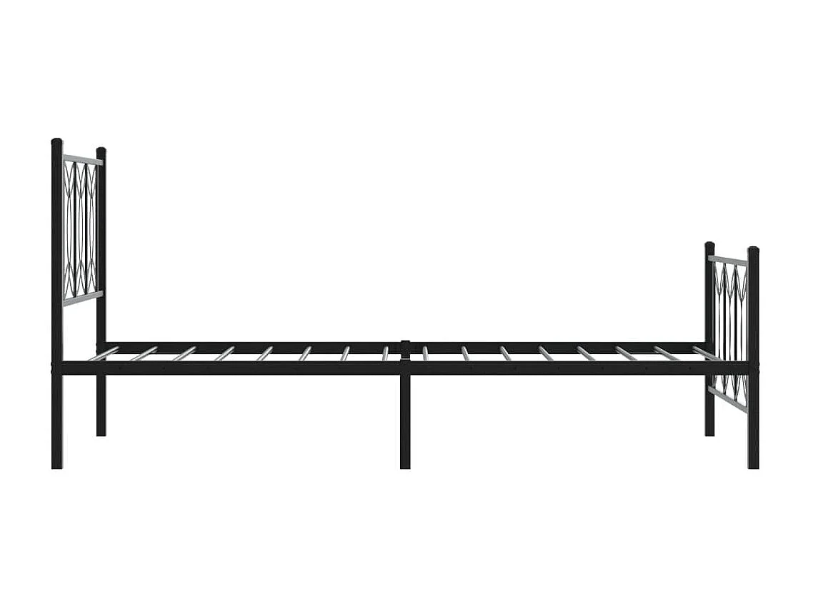 Lit simple | Lit adulte, enfant | Cadre de lit métal avec pied de lit noir 90x200 cm