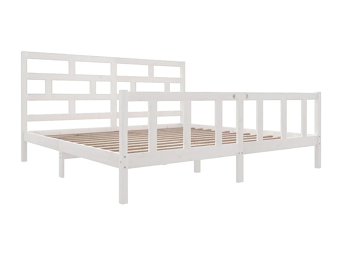 Lit double | Lit adulte | Cadre de lit blanc bois massif 200x200 cm