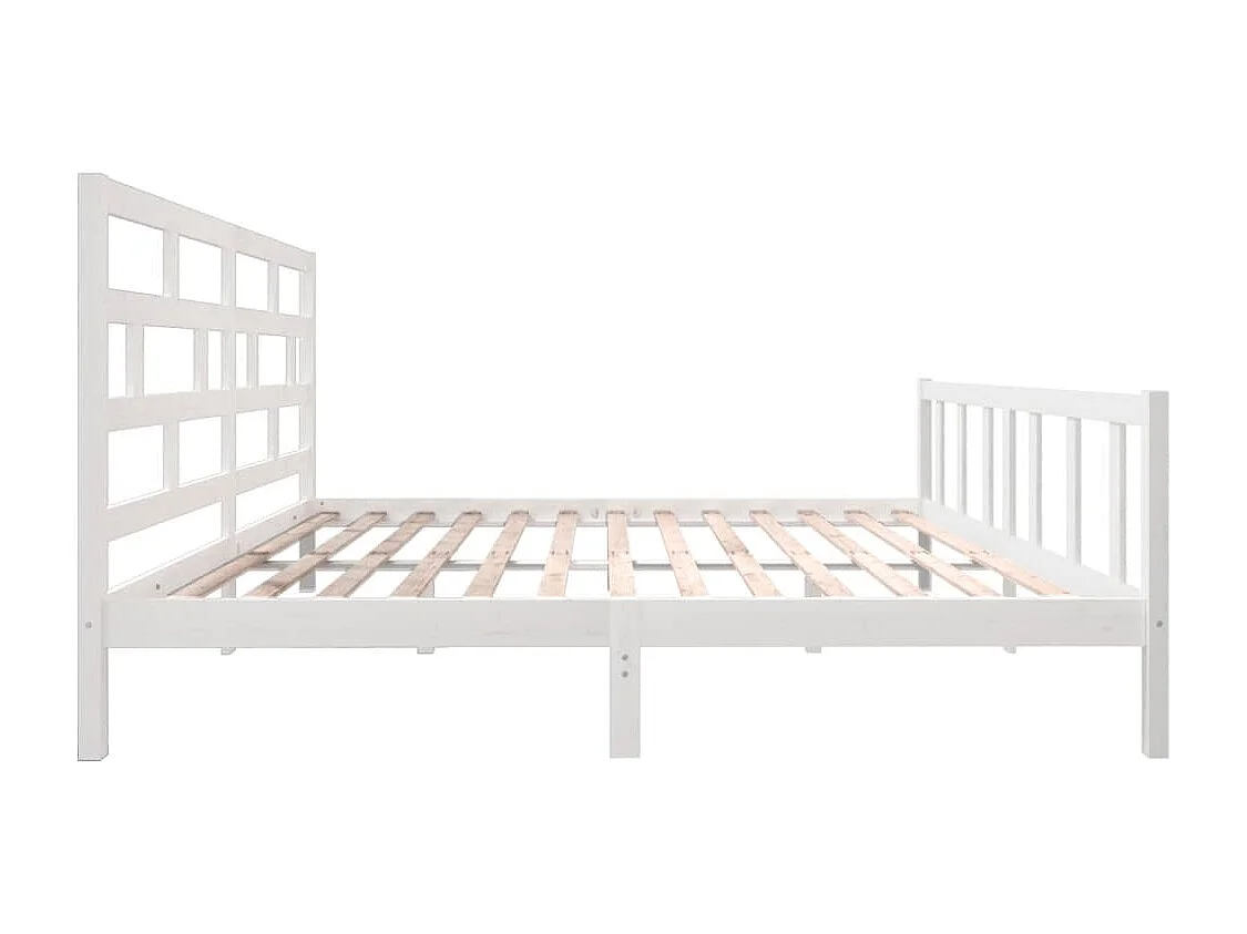 Lit double | Lit adulte | Cadre de lit blanc bois massif 200x200 cm