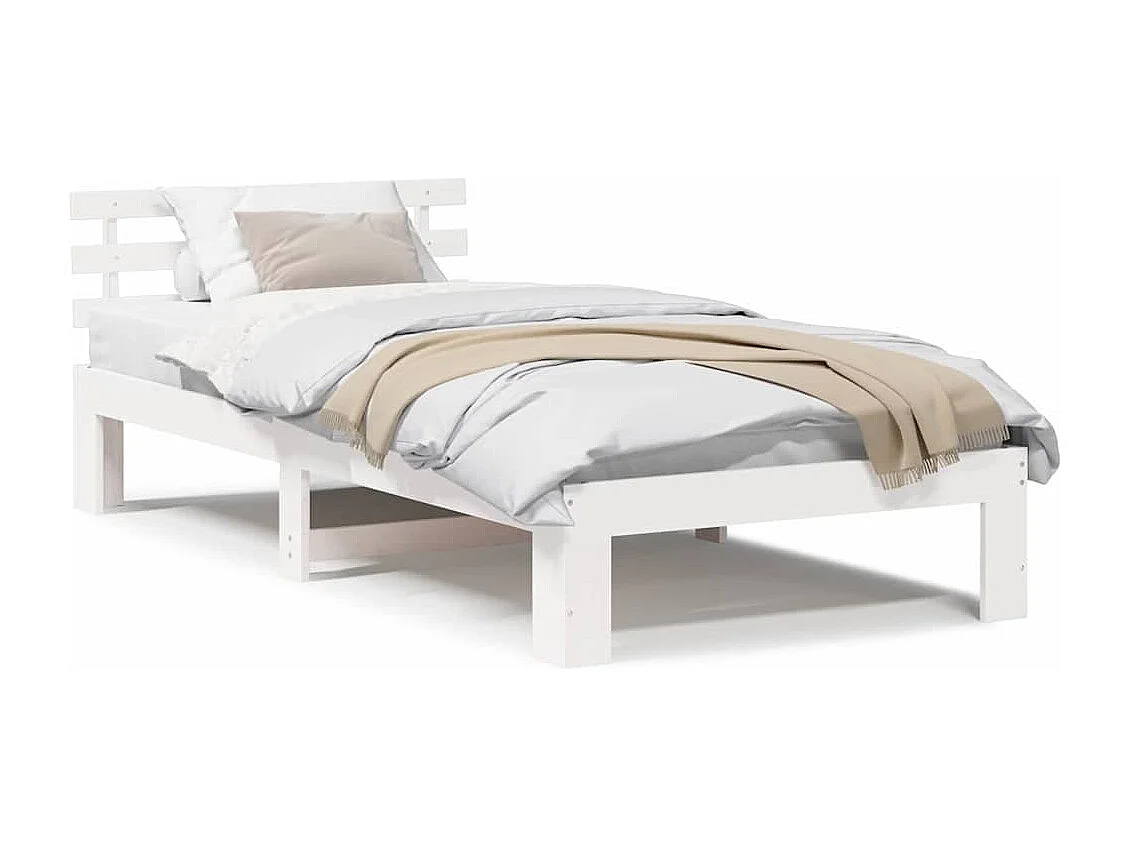 Lit simple | Lit adulte, enfant | Cadre de lit Blanc 90x190 cm Bois de pin massif
