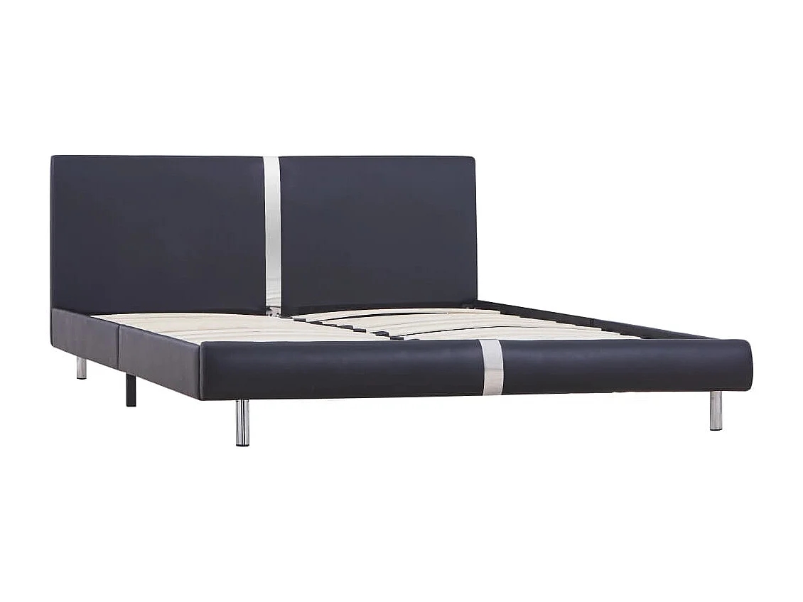 Lit simple | Lit adulte, enfant | Cadre de lit noir similicuir 120x200 cm