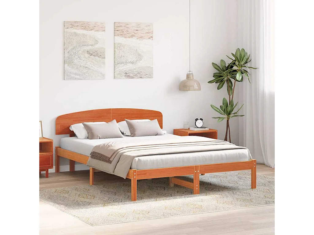 Lit double | Lit adulte | Cadre de lit Marron 150x200 cm Bois de pin massif